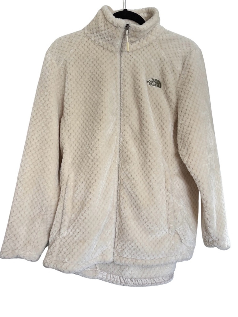 The North Face Fleece Jacket Womens L Cream Full Zip Cozy Textured Soft Outdoor